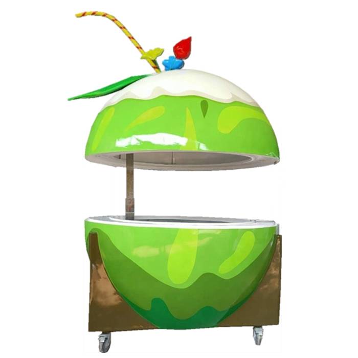 Mobile Coconut Shape Fruit Juice Bar Ice Cream Custom Snack Fast Food Truck Food Kiosk For Sale