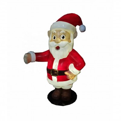 Resin Santa Claus statues Christmas fiberglass decoration with LED lighting decor